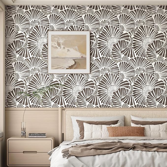 White and Brown Wallpaper Peel and Stick Wallpaper Boho 17.3"×78.8" Modern Wall Paper Removable Self Adhesive Wallpaper for Bedroom Brown Contact Paper for Cabinets Drawers Shelf Home Decor Vinyl Film
