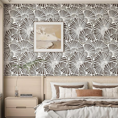White and Brown Peel and Stick Wallpaper 17.3"393" Modern Boho Self Adhesive Removable Contact Paper for Bedroom Cabinets Drawers Shelf Home Decor Vinyl Film