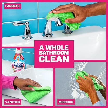 Mr. Clean Clean Freak Foaming Bathroom Surface Cleaner Multi-Surface Spray Starter Kit and Refill Bundle, Grapefruit Scent, 64 fl oz