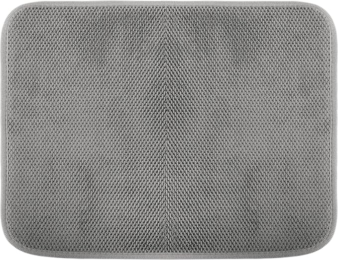 Dish Drying Mat, Microfiber Ultra-Absorbent Kitchen Counter Mat, Ideal Dish Drying Pad for Dishes, Utensils, Pots, and Pans, Gray, Small - 16"x12" (40x30cm).