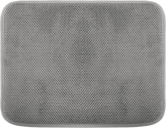 Dish Drying Mat, Microfiber Ultra-Absorbent Kitchen Counter Mat, Ideal Dish Drying Pad for Dishes, Utensils, Pots, and Pans, Gray, Small - 16"x12" (40x30cm).