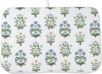 Spring Dish Drying Mat 18x24 Inches For Kitchen Counter Absorbent Floral 4 Kitchen Decoration Summer Floral Drying Mat For Home Kitchen,Dining Room,Office Decoration