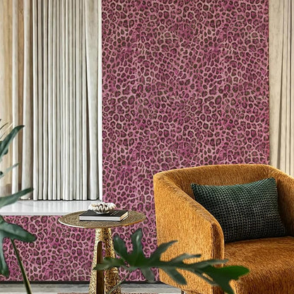 JiffDiff Upgrade Leopard Print Peel and Stick Wallpaper, 17.3" x 800" Waterproof Removable Self Adhesive Wallpaper, Pink Unique Funky Cheetah Contact Paper for Bedroom, Bathroom, Decor