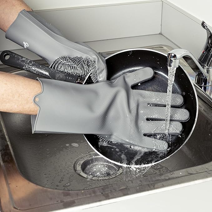 Goodful Silicone Kitchen Rubber Gloves, Oversized, Reusable, Waterproof