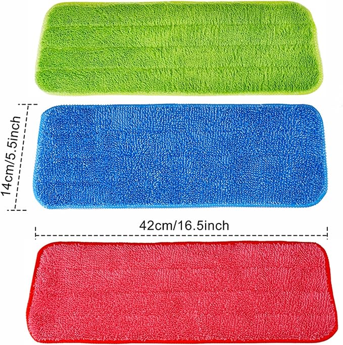 Shappy 3 Pack Reusable Microfiber Mop Pads Spray Mop Replacement Heads Cleaning Pad for Wet Dry Reveal Mops Pads for Floor Cleaning 16.5 x 5.5 Inch