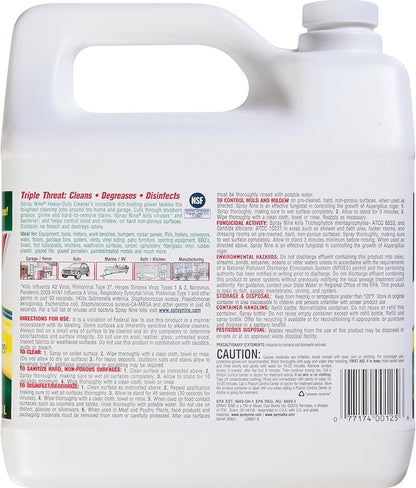 Spray Nine 26801 Heavy Duty Cleaner, Degreaser & Disinfectant for Home, Yard Equipment, Automotive & More - Refill for Spray Bottle 1 Gallon (Pack of 1)