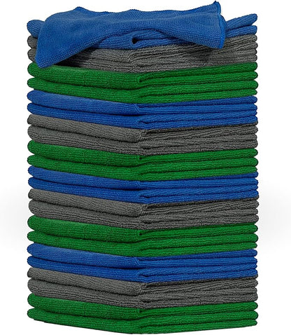 Pinnacle Mercantile Microfiber Cleaning Cloths Extra Large 16x16in Pack of 24 Highly Absorbent Lint Free Streak Free Non-Abrasive Clean Wet or Dry Washable Reusable for Home Kitchen Car and Janitorial