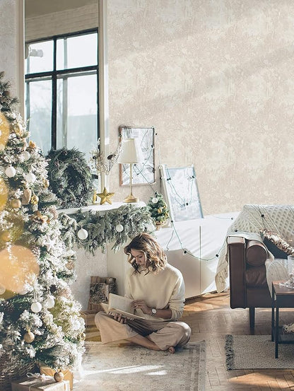 Heroad Peel and Stick Wallpaper Beige Neutral Vintage Forest Animals Floral Wallpaper Removable Self-Adhesive Contact Paper for Bedroom Living Room Cabinets Decoration Thicken Vinyl 17.3" x 393"