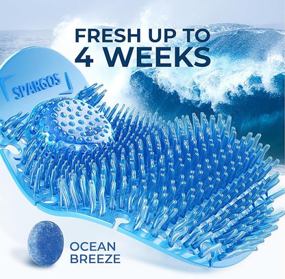 12-Pack Rim Hanger Toilet Bowl Cleaner & Urinal Screen All-in-One | Ocean Breeze Splash Guard | Each Lasts 7 Days (5-Month Supply) | Commercial & Home Deodorizer | Gloves Included