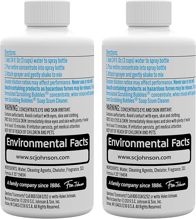 Scrubbing Bubbles Multi Surface Bathroom Cleaner Concentrate, Two 2.9 oz Concentrated Refill Bottles