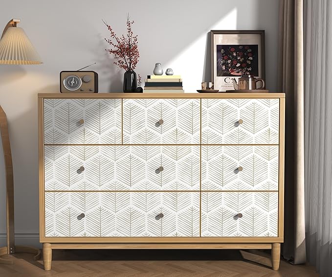 Modern Peel and Stick Wallpaper 17.3''×78.8'' Self Adhesive Wallpaper Boho Contact Paper Beige and White Geometric Wall Paper Removable Decorative Wallpapers for Bedroom Bathroom Cabinets Decor Vinyl