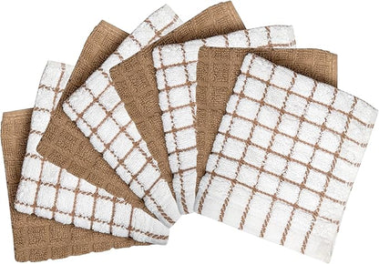 Bumble Dish Cloths (8 Pack) | 12" x 12" | 100% Cotton Kitchen Towels | 405 GSM | Soft, Highly Absorbent & Durable Dish Towels for Kitchen | Tan