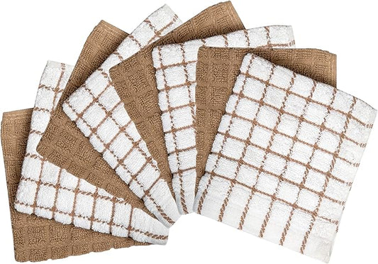 Bumble Dish Cloths (8 Pack) | 12" x 12" | 100% Cotton Kitchen Towels | 405 GSM | Soft, Highly Absorbent & Durable Dish Towels for Kitchen | Tan