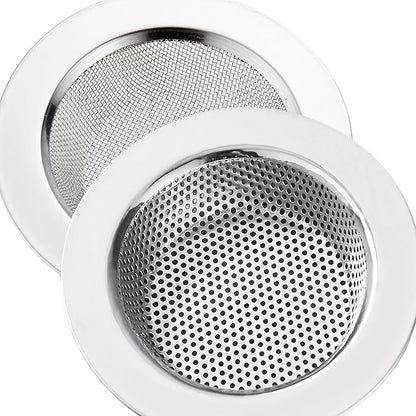 LASSHSWA 2 Pcs Kitchen Sink Strainer Stainless Steel, Mesh and Punching, Kitchen Sink Drain Strainer, Sink Strainers with Large Wide Rim 4.5" Diameter for Kitchen Sinks