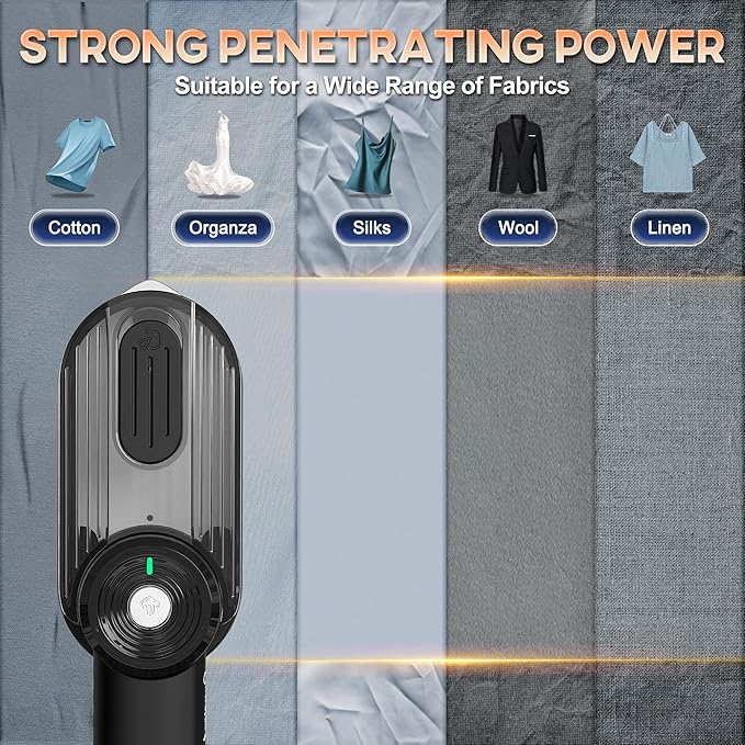 Travel Steamer for Clothes Small Iron - 1000W Portable Steamer & Mini Iron,10s Fast Heat, Handheld Mini Steamer with 8FT Cord, Foldable Handle, Travel, College Dorm & Home Essentials (Grey)
