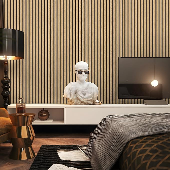myforHD Wallpaper Peel and Stick Wood Grating Stripe Self-Adhesive Wallpaper Faux Wood Contact Paper Wood Slats Self Adhesive Wall Paper PVC Vinyl Film Removable Waterproof 17.3" x 236"