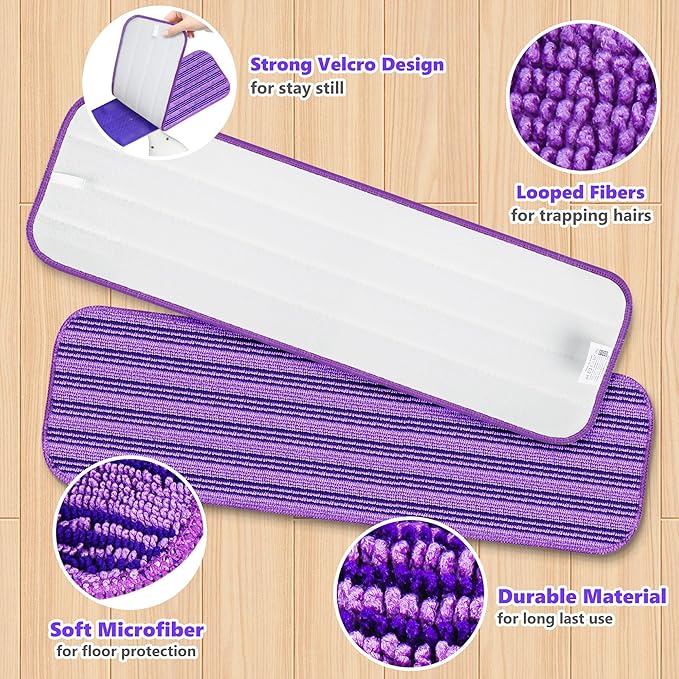 Reusable Mop Pads Compatible with Swiffer PowerMop, Microfiber Mop Pads Refills Mop Heads Replacement for Swiffer Mop Spray Mop Floor Mop, Washable Reusable Floor Mopping Refills, 6 Pack