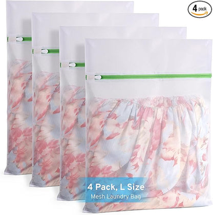 4 Pcs Mesh Laundry Bags Set for Delicates with AUTO-Lock Zipper, Lingerie Bags for Washing Delicates, Laundry Bags Mesh Wash Bags, Delicates Laundry Bag for Jeans,Blouse,Stocking,Bra(Large,20" x 16")