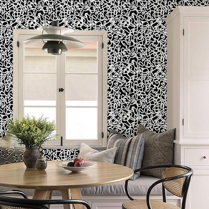 Ismoon 17.3"x590" Peel and Stick Wallpaper Black and White Contact Paper Black Modern Striped Removable Self-Adhesive Wall Paper Renter Friendly Wallpaper for Bathroom Bedroom Cabinets Decor Vinyl
