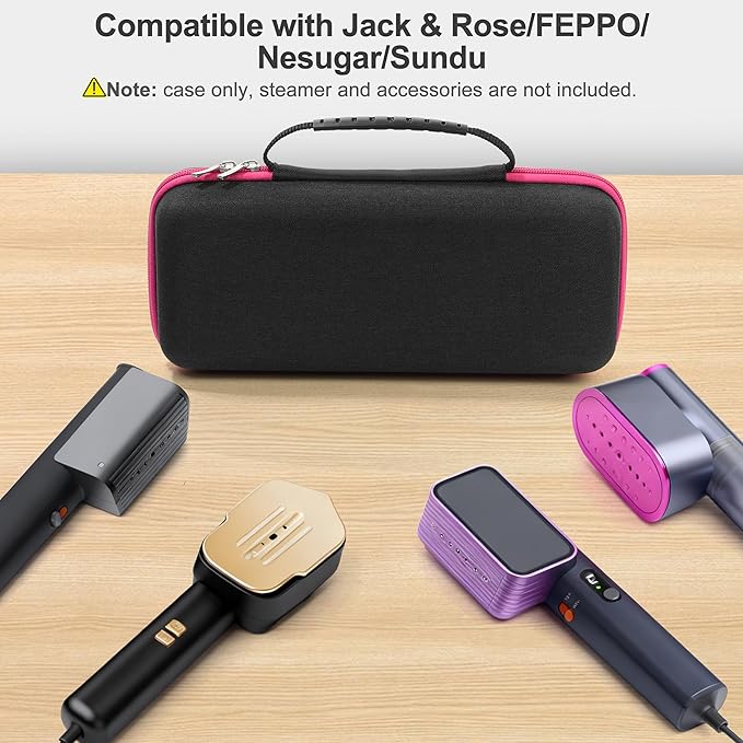 Travel Steamer Case Compatible with Jack & Rose/for FEPPO/for Nesugar Garment Steamers, Handheld Carrying Storage Bag Organizer for Iron Accessories Black(Case Only, Steamer Not Included)
