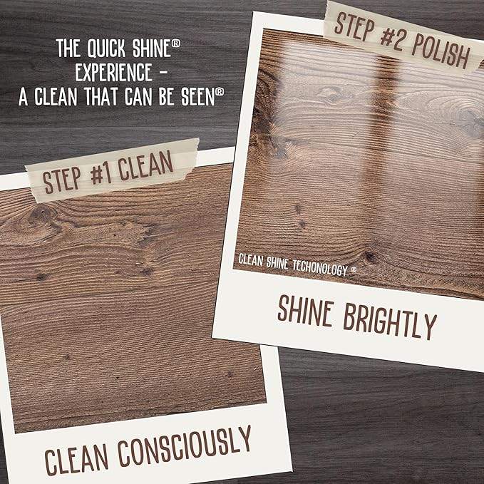 Quick Shine Hardwood Floor Cleaner 27oz| Use in Spray & Vac Mops| Removes Dirt & Scuff Marks| Ready-to-Use, Streak Free, No Rinse| Safer Choice Cleaner| Perfect for Gentle and Effective Cleaning