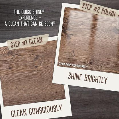 Quick Shine Hardwood Floor Cleaner 27oz, 2Pk| Use in Spray & Vac Mops| Removes Dirt & Scuff Marks| Ready-to-Use, Streak Free, No Rinse| Safer Choice Cleaner| Perfect for Gentle and Effective Cleaning