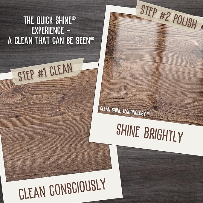 Quick Shine Hardwood Floor Luster-Polish 64oz-4pk | Plant-Derived w/Carnauba | Safer Choice, No PFAS, pH Neutral | Ready to Use Formula w/Anti-Slip Technology | Simply Squirt & Spread | Made in USA