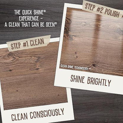 Quick Shine Hardwood Floor Luster-Polish 27oz | Plant-Derived w/Carnauba | Safer Choice, No PFAS, pH Neutral | Ready to Use Formula w/Anti-Slip Technology | Simply Squirt & Spread | Made in USA