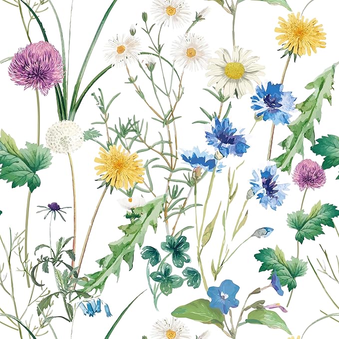 GloryTik Floral Peel and Stick Wallpaper,Modern Garden Removable Self Adhesive Waterproof Nursery Contact Paper for Bedroom Bathroom Cabinets Decor Vinyl 17.3" X 400"