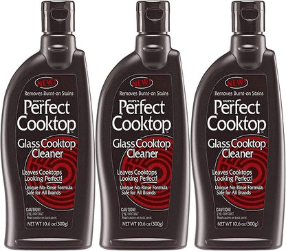 HOPE'S Perfect Cooktop Glass and Ceramic Cooktop and Stove Top Cleaner, Fast Acting and Removes Burnt on Stains from Glass Ceramic Smooth Top Ranges with its No Rinse Formula, 10.6 Oz, Pack of 3