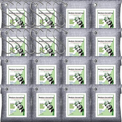 Activated Charcoal Odor Absorber for Strong Odor, Basement, Cars, Closets, Shoes, Smoke. 16 Pack Bamboo Charcoal Air Purifying Bags Deodorizer Odor Eliminator for Home