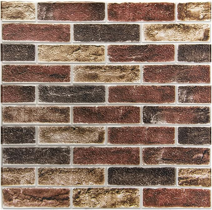 Art3d 20-Pack 105 Sq.Ft Faux Brick 3D Wall Panels Peel and Stick in Red Brown, Self Adhesive Waterproof Foam Wallpaper for Bedroom, Bathroom, Kitchen