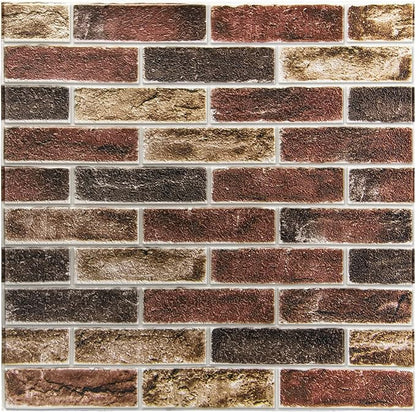 Art3d 20-Pack 105 Sq.Ft Faux Brick 3D Wall Panels Peel and Stick in Red Brown, Self Adhesive Waterproof Foam Wallpaper for Bedroom, Bathroom, Kitchen