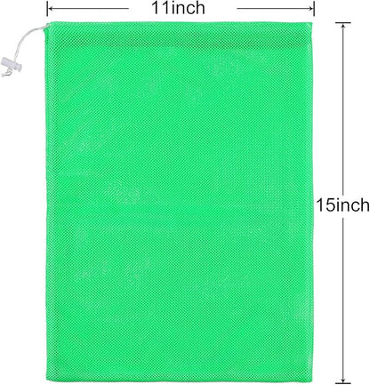 Frienda 6 Pieces Mesh Stuff Sack, 11 x 15 Inch Durable Nylon Drawstring Laundry Bag for Rinsing Beach Toys, Seashell Collecting, Mesh Bags and Travel(Multicolor)