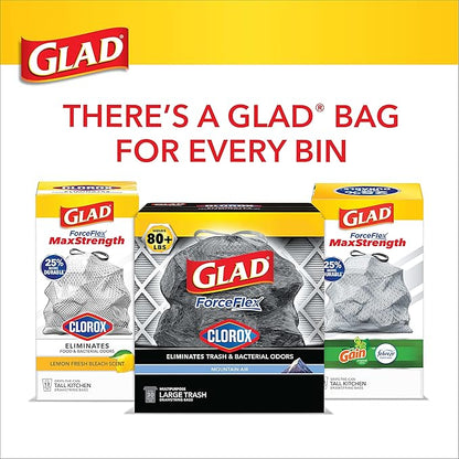 Glad ForceFlex Heavy Duty Large Trash Bags, Hold 80+ lb, 30 Gal, 25 Ct (Package May Vary) (Pack of 2)