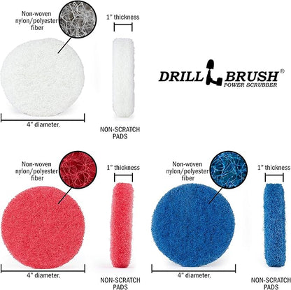 Drillbrush Power Scrubber Brush Set - Drill Brush Attachment - Bathroom Cleaner Scrub Brush - Toilet Brush Cleaning Supplies - Glass Shower Door Cleaner - Powered Tile Cleaner Bathtub Scrubber