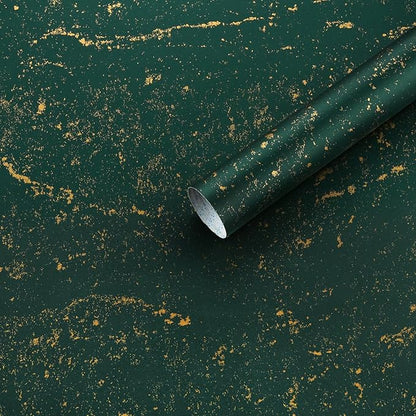 Dimoon 15.7"x78.7"Green Wall Paper Peel and Stick Modern Green and Gold Contact Paper Removable Self-Adhesive Stick on Wallpaper Waterproof Countertops Wallpaper for Kitchen Bathroom Vinyl Roll