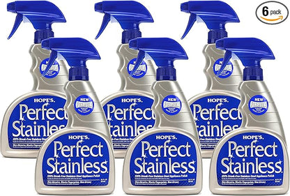 HOPE'S Perfect Stainless Steel Cleaner Streak-Free Self-Polishing Formula, Blocks Fingerprints, Pack of 6, 22 Ounce, 132 Fl Oz