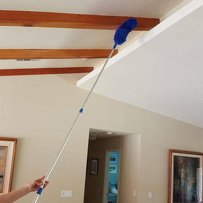 Extendable Microfiber Duster Extension Rod | Ceiling Fan Duster 20 Foot Reach | Cobweb 3-Stage Aluminum Telescoping Pole | Lightweight Webster Telescoping Cleaning Tool | U.S. Duster Co.