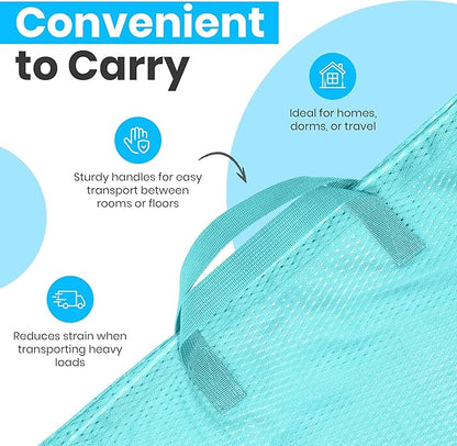 Handy Laundry Mesh Laundry Bag 24 x 36 Inches - Extra Large Heavy Duty Bag with Handles & Shoulder Strap, Breathable, Machine Washable for Dorm, Travel, Bedding & Storage - Teal