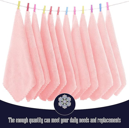 16 Pack Baby Washcloths - Luxury Coral Fleece - Extra Absorbent and Soft Wash Clothes for Newborns, Infants and Toddlers - Suitable for Sensitive Skin and New Born - Baby Shower - Pink,10x10 Inch