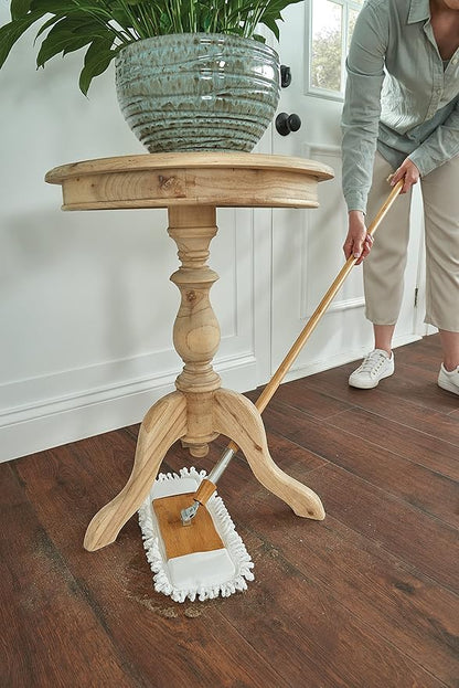 Harper Live.Love.Clean. Bamboo 2-in-1 Smooth Surface Wet/Dry Dust Mop with (2) Washable Wraparound Pads for Cleaning Dust, Pet Hair & Fine Dry Dirt