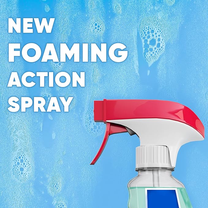 Windex Multipurpose Cleaner Disinfectant Spray Trigger Bottle, New Foaming Action Formula, Surface Cleaning Spray, Glade Rainshower Scent, 32 Fl Oz