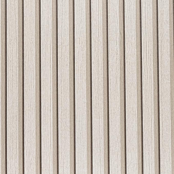 Wood Slat Peel and Stick Wallpaper - 17.5"x500" Extra Long Textured Faux Wood Self-Adhesive, Waterproof Removable Wall Panel for Bedroom, Kitchen, Accent Wall - Easy Install