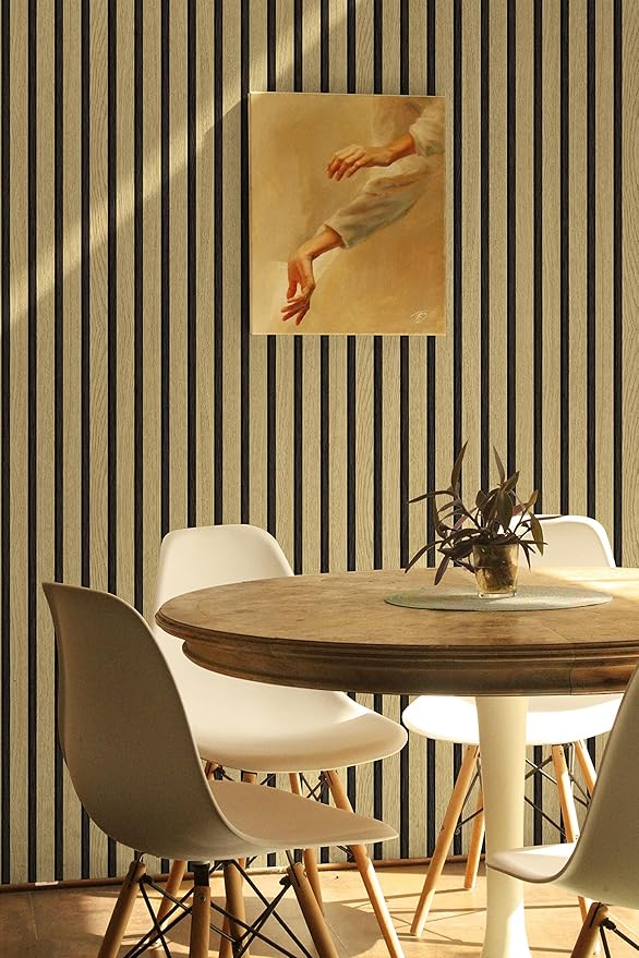 myforHD Wallpaper Peel and Stick Wood Grating Stripe Self-Adhesive Wallpaper Faux Wood Contact Paper Wood Slats Self Adhesive Wall Paper PVC Vinyl Film Removable Waterproof (Wood A, 17.3" x 393")