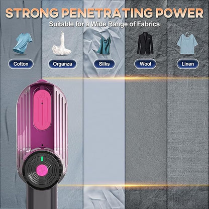 Travel Steamer for Clothes Small Iron - 1000W Portable Steamer & Mini Iron,10s Fast Heat, Handheld Mini Steamer with 8FT Cord, Foldable Handle, Travel, College Dorm & Home Essentials (Purple)