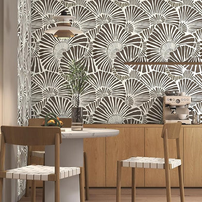 White and Brown Peel and Stick Wallpaper 17.3"393" Modern Boho Self Adhesive Removable Contact Paper for Bedroom Cabinets Drawers Shelf Home Decor Vinyl Film