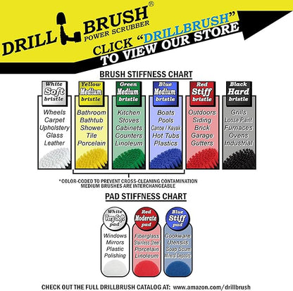 Drillbrush Power Scrubber Brush Set - Drill Brush Attachment - Bathroom Cleaner Scrub Brush - Toilet Brush Cleaning Supplies - Glass Shower Door Cleaner - Powered Tile Cleaner Bathtub Scrubber