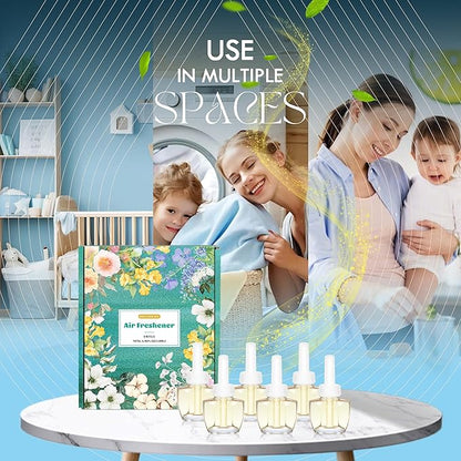 Plug In Air Freshener Refills for Home, Baby Powder Scent for Bathroom & Office, 6 Count Plug Refill, Compatible with Air Wick & Glade, Not Include Glade Plus