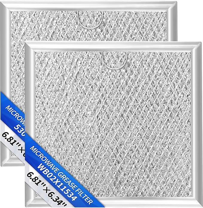 6.81" x 6.34" Microwave Grease Filter, Oven Replacement for WB02X11534, DE63-00666A, Aluminum Mesh Grease Multi-layer Vent Filter 2-Pack